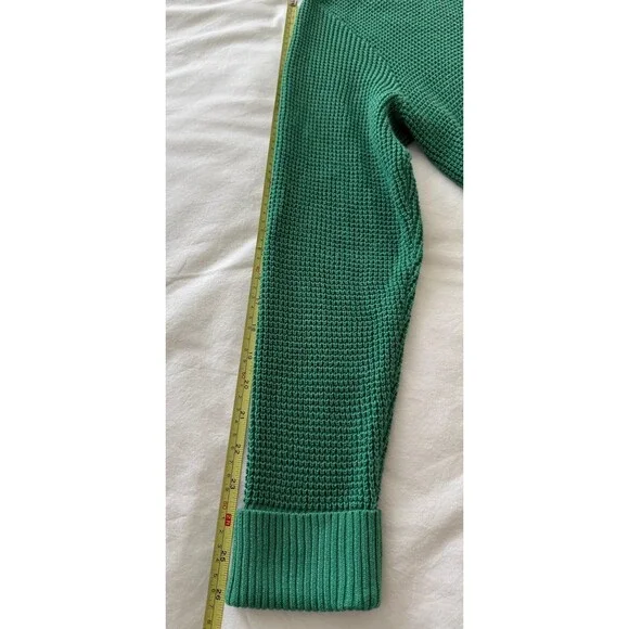 J. Jill Green Waffle Knit Collared Button Up Classic Cardigan Women's Size Med. - Picture 12 of 16